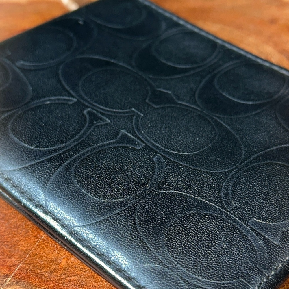 COACH Signature Embossed Leather Bifold Wallet - Picture 2 of 13